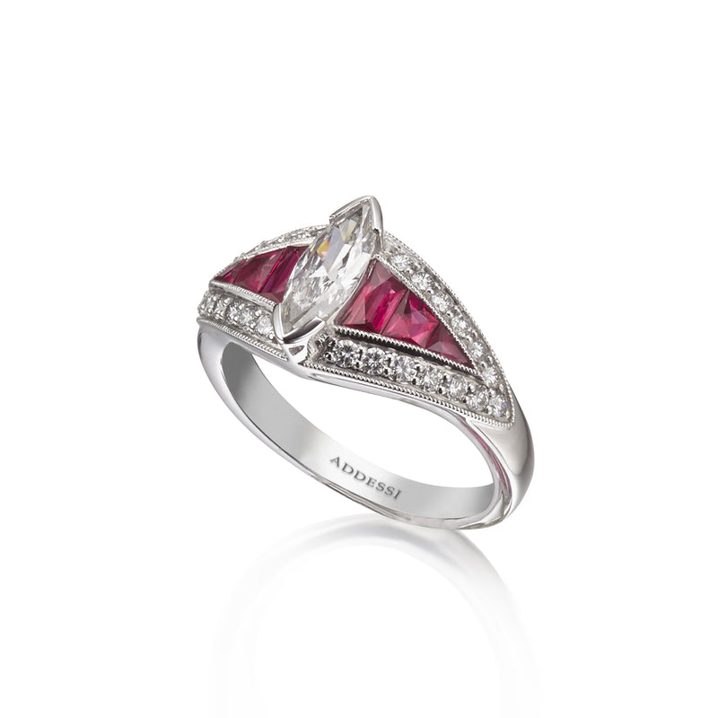 Stunning Burmese Ruby Ring with Diamond Accents in 18K Yellow Gold JL